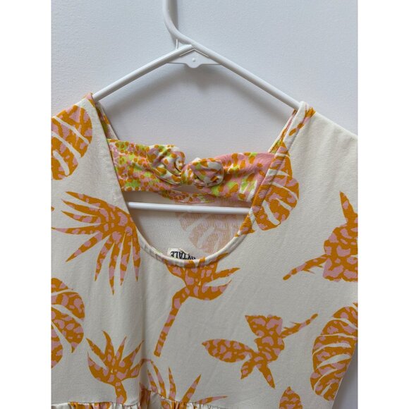 Finding Foxtale Island Escape Dress Girls Orange & Cream Tropical Print Dress W/ - Picture 5 of 7